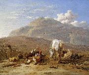 Karel Dujardin Southern landscape with young shepherd and dog oil painting artist